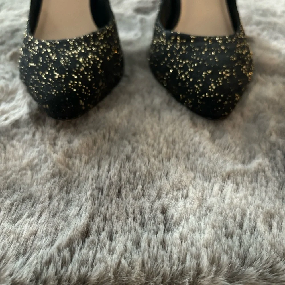 Loeffler Randall Suede Pump Black Gold Size 8 Heels